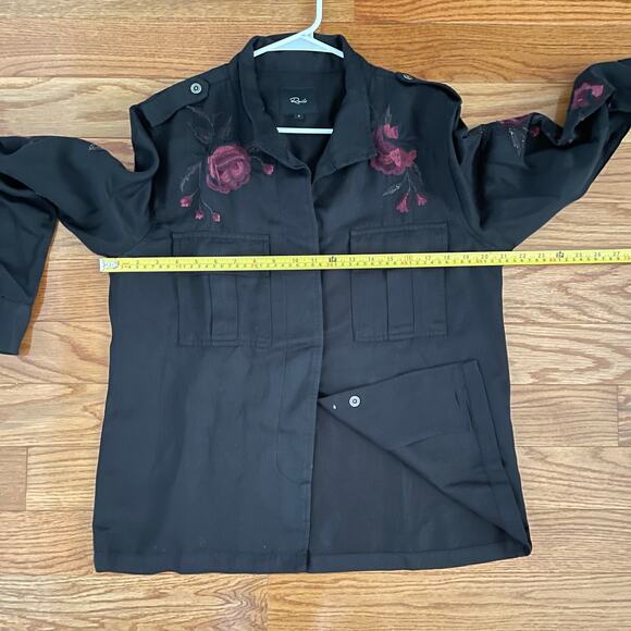 Rails Elliot Shacket Womens Small Black Burgundy Floral Embroidered Shirt Jacket - Picture 10 of 11